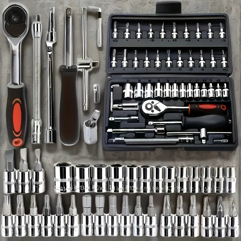 Steel Socket Set with Ratchet Wrench