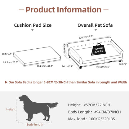 Elevated Dog Sofa for Medium to Large Dogs