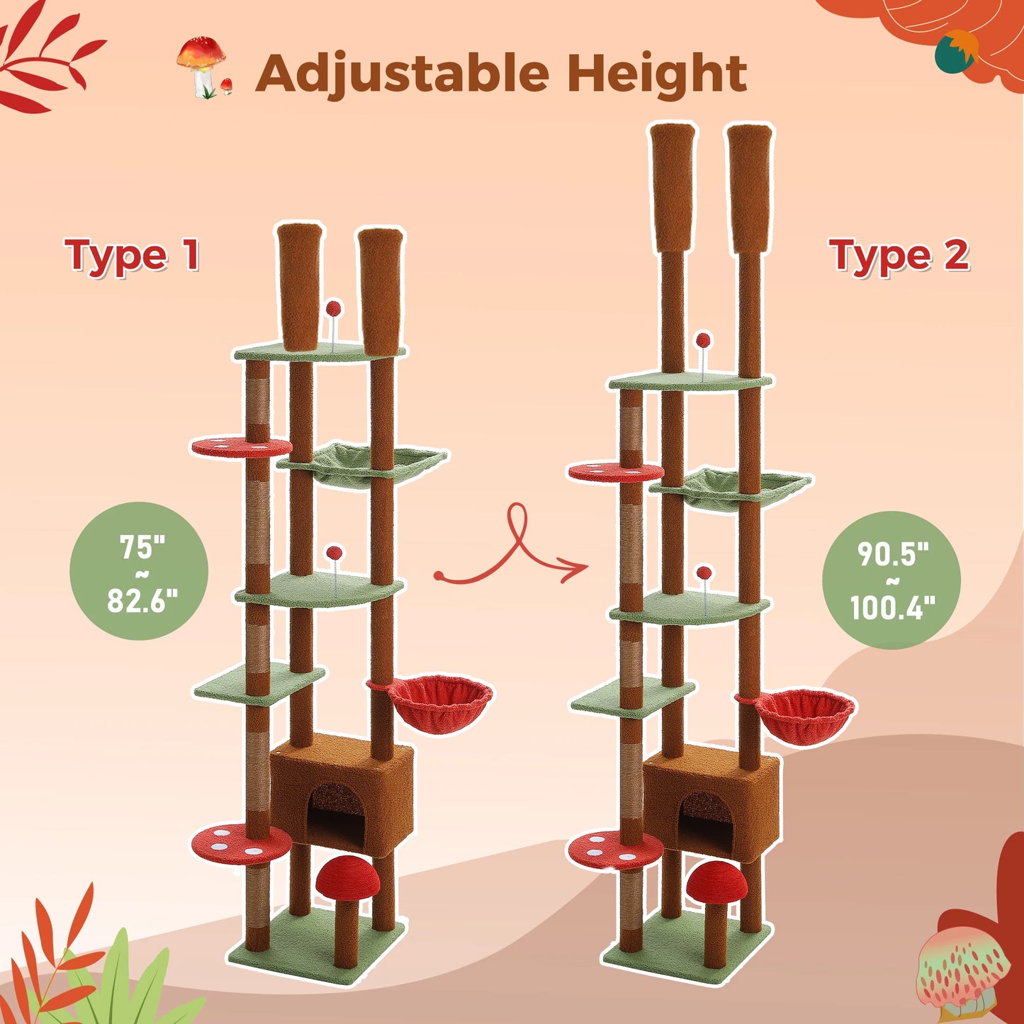 Cat Tree with Large Hammock, Sisal Scratching Posts
