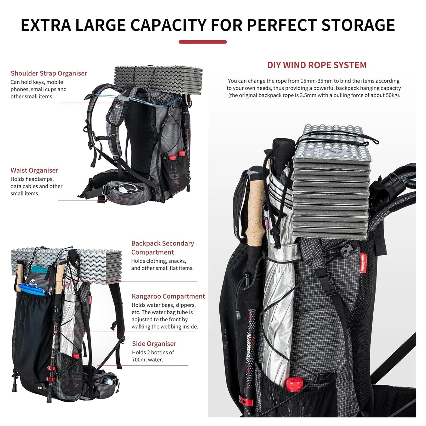 Outdoor Mountain Backpack, Travel Bag With Rain Cover