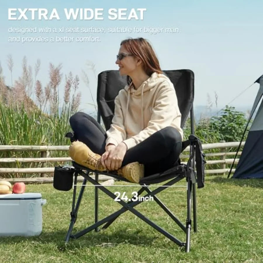 Oversized Folding Camping Chair with Adjustable Lumbar Support