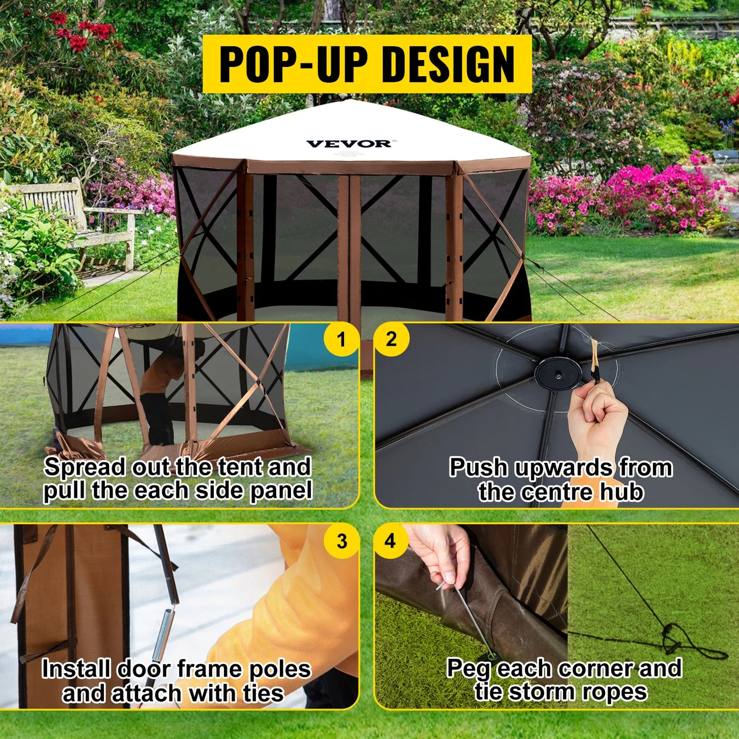 Pop-up Camping Gazebo Canopy Shelter 6 Sided