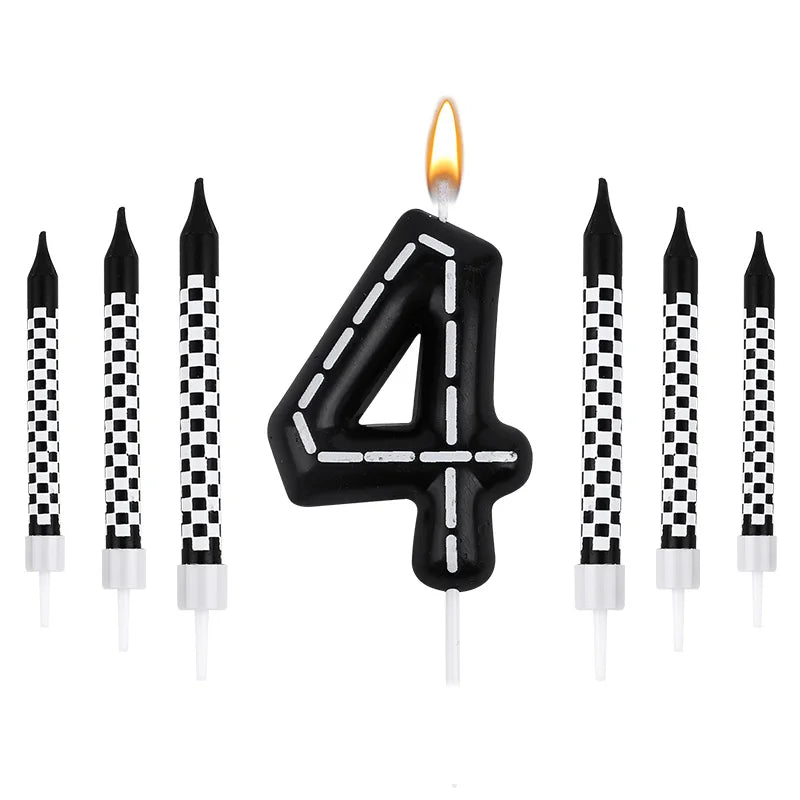 Birthday Candles Black White Checkered