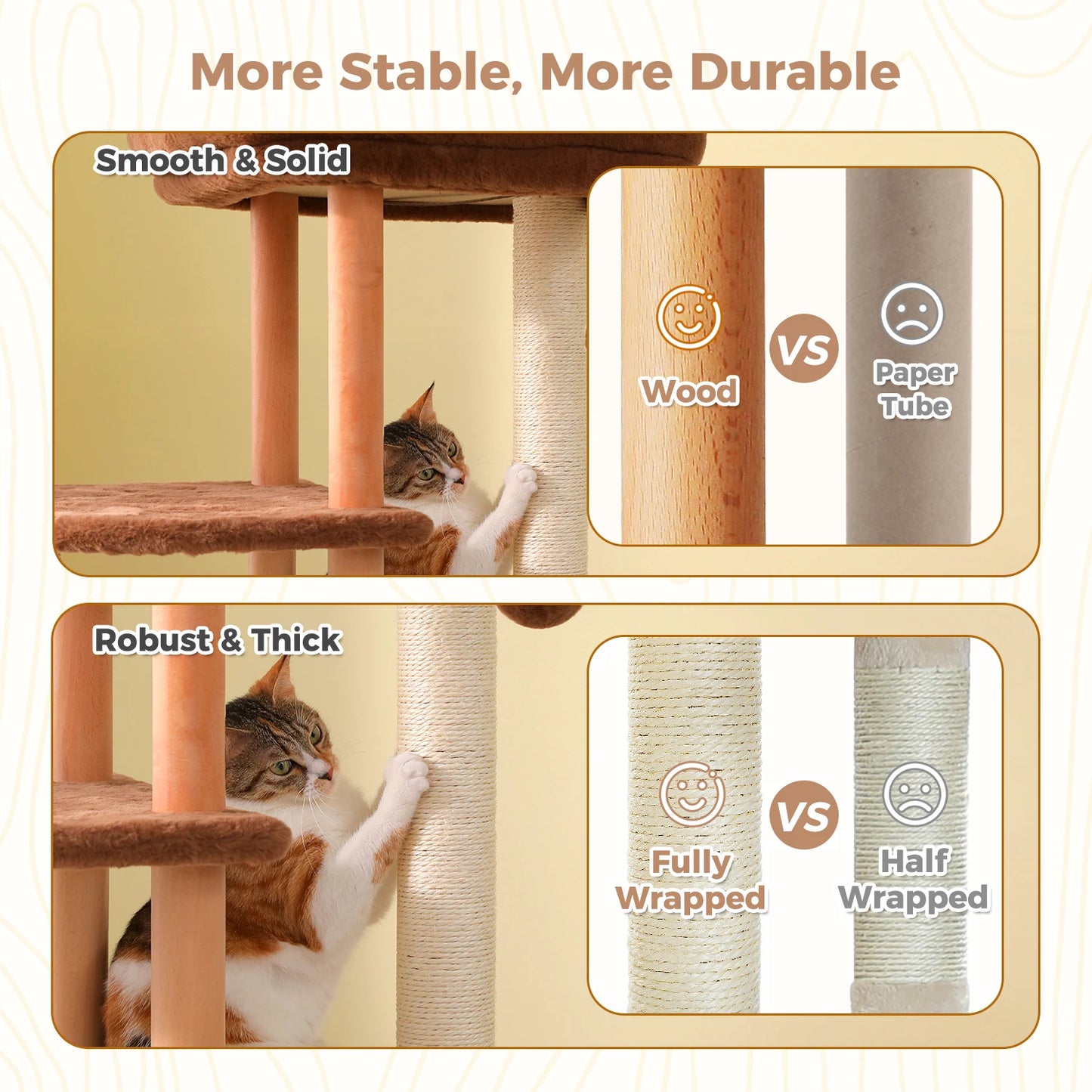 Multi-Level Cat Tree with Cat Condo, Sisal Scratching Posts, Soft Bed