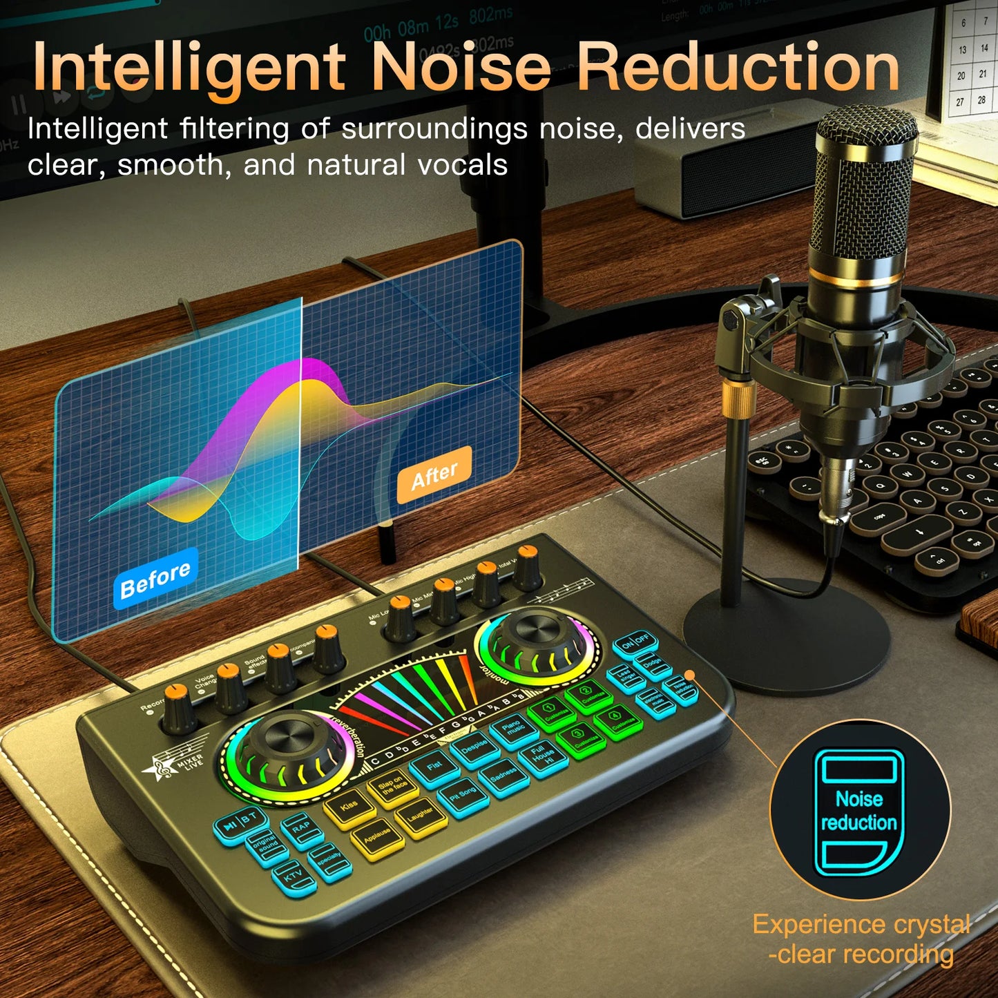 Podcast Equipment Bundle, Condenser Microphone for  Audio Mixer