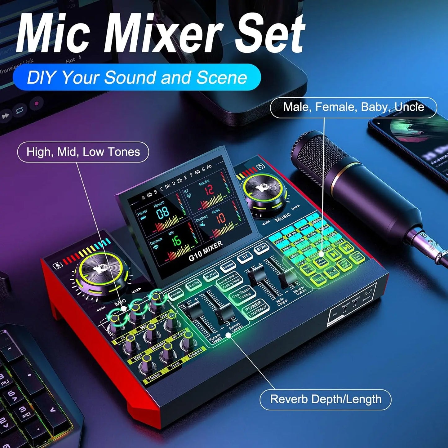 Microphone Bundle Live Sound Audio Mixer Kit