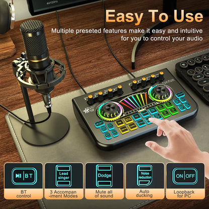 Podcast Equipment Bundle, Condenser Microphone for  Audio Mixer