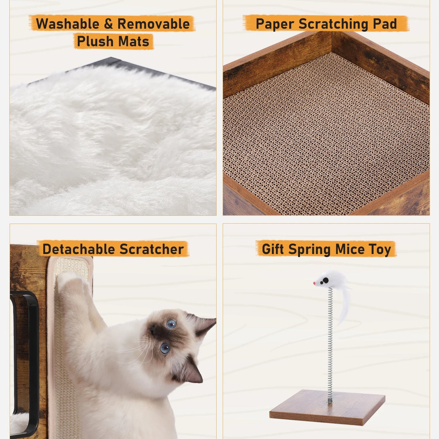 Cat Condo House Bed with Scratching Pad