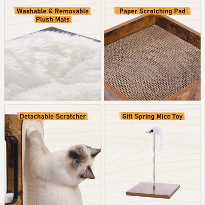 Cat Condo House Bed with Scratching Pad