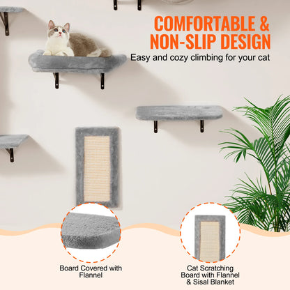 Wall Mounted Cat Shelves with Jumping Boards