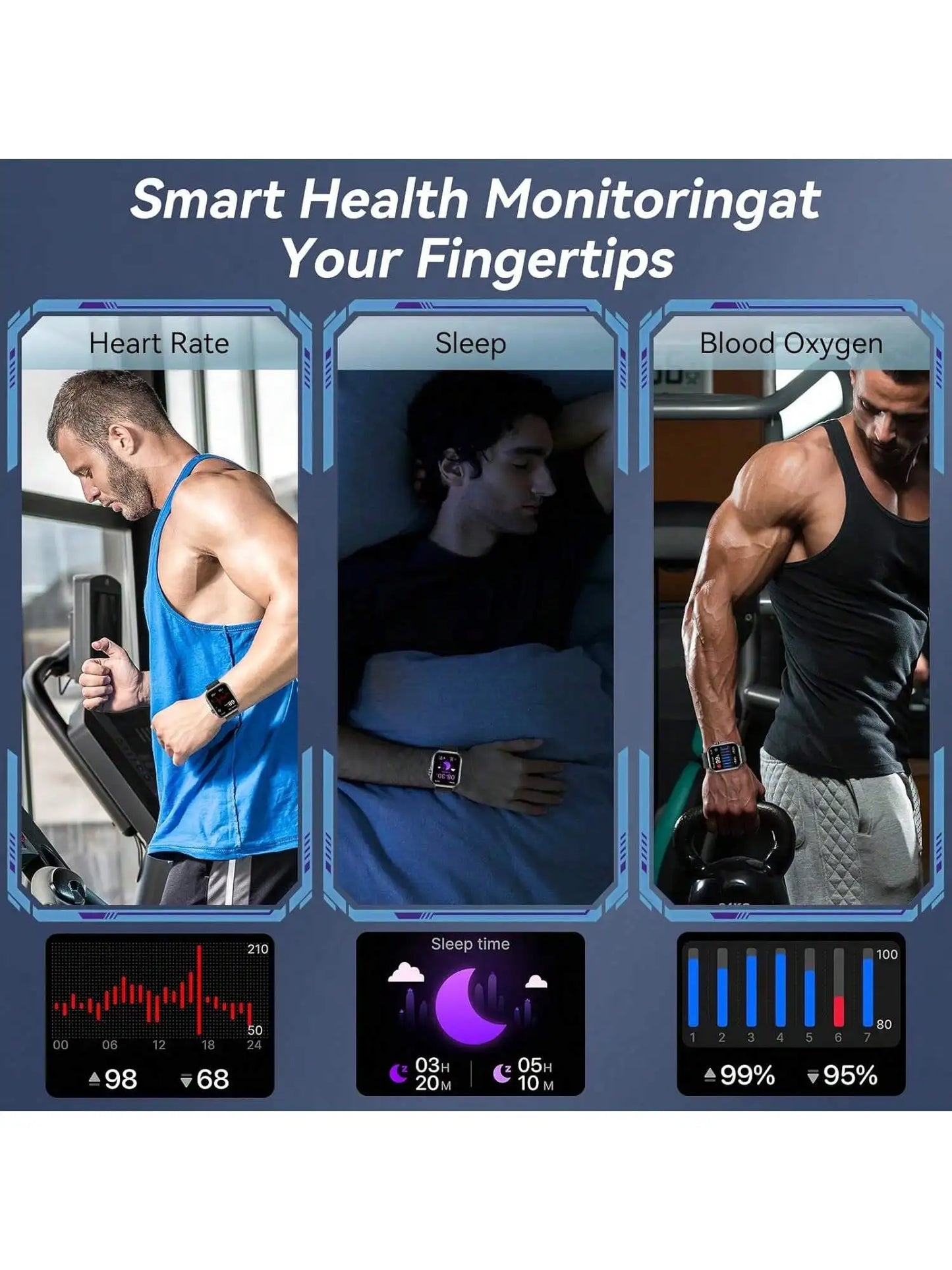 Smart Watches for Men Women with Case and 7 Watch Bands,