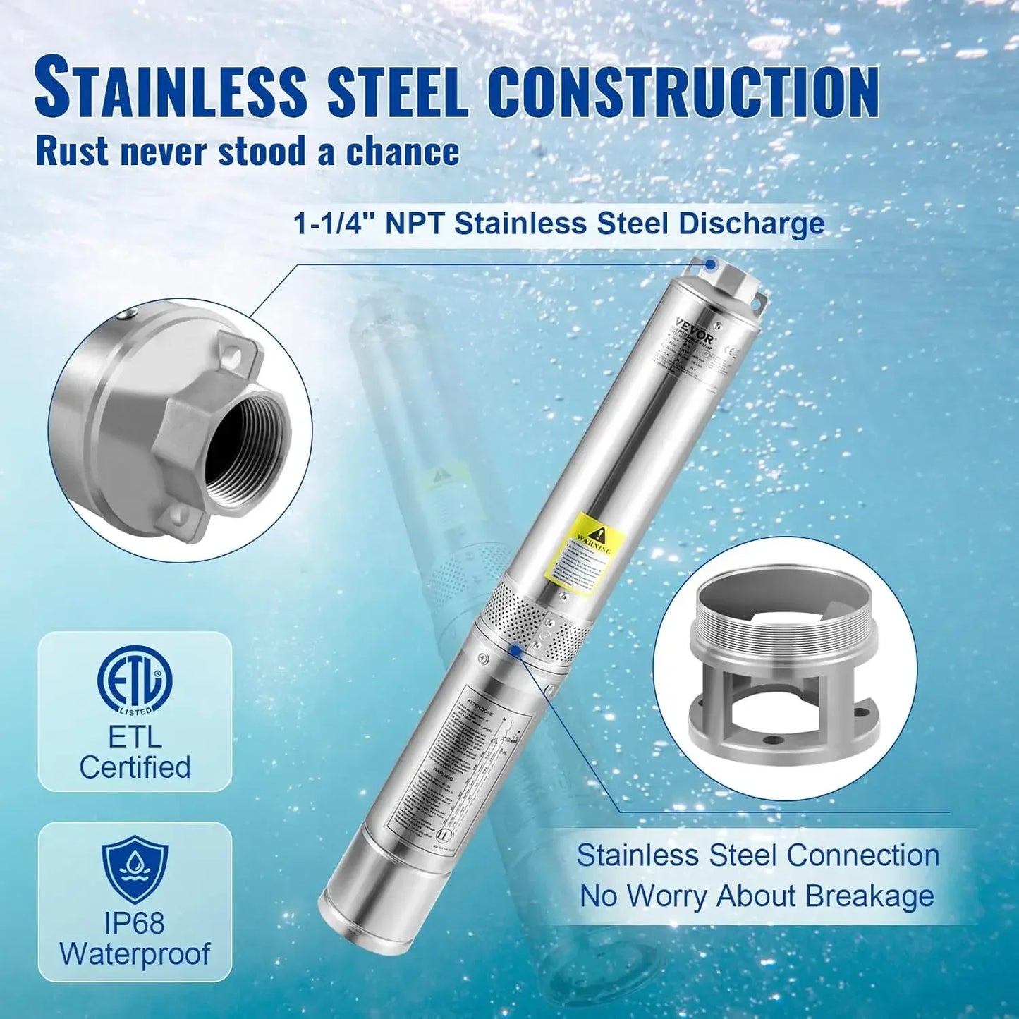 Deep Well Submersible Pump, 3HP 230V/60Hz
