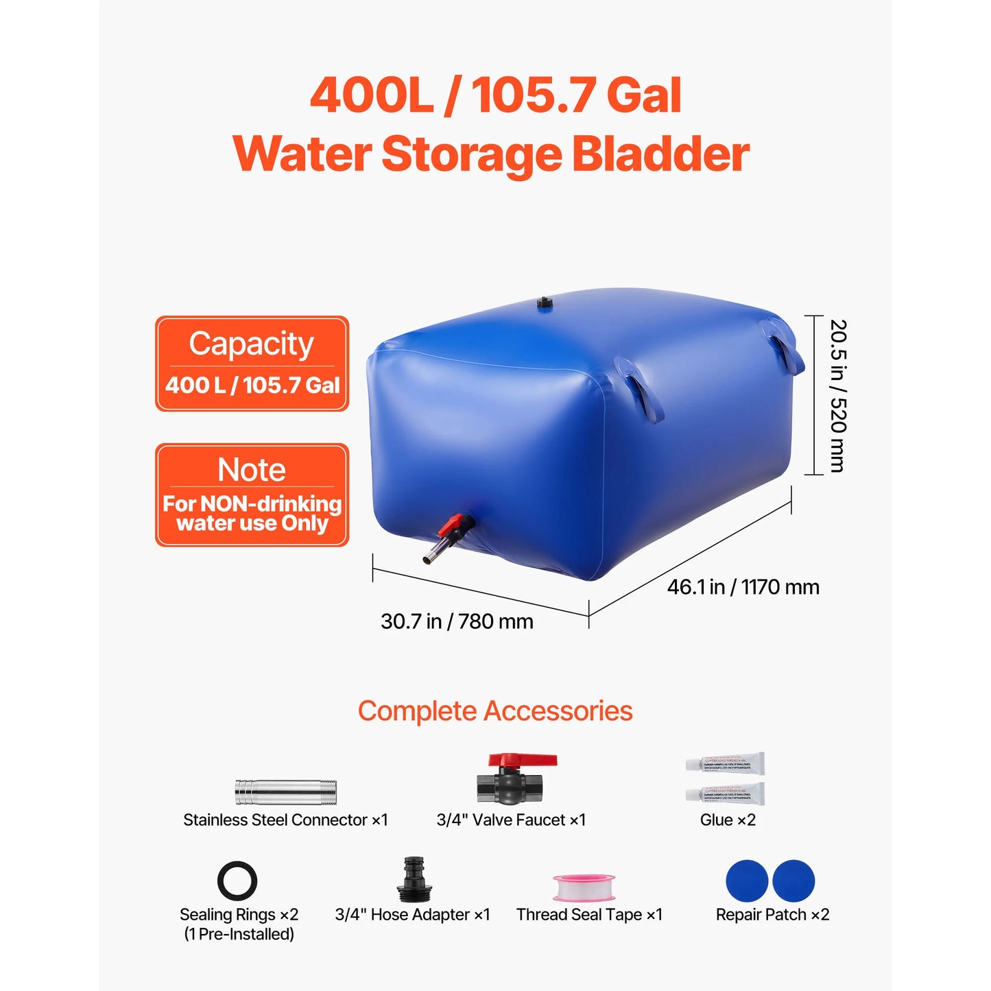 Water Storage Bladder, Portable & Collapsible