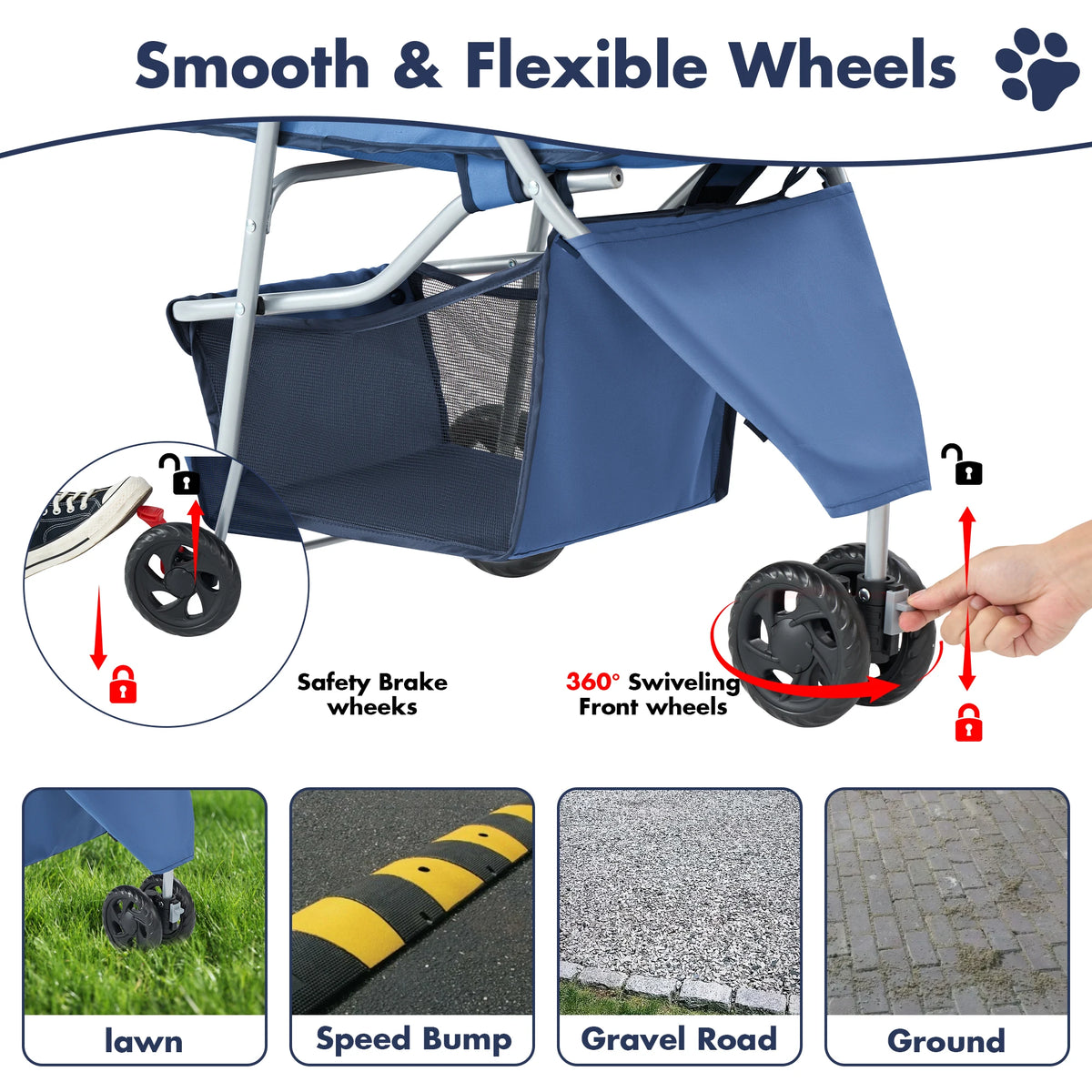 Foldable Pet Stroller for Small Dogs and Cats