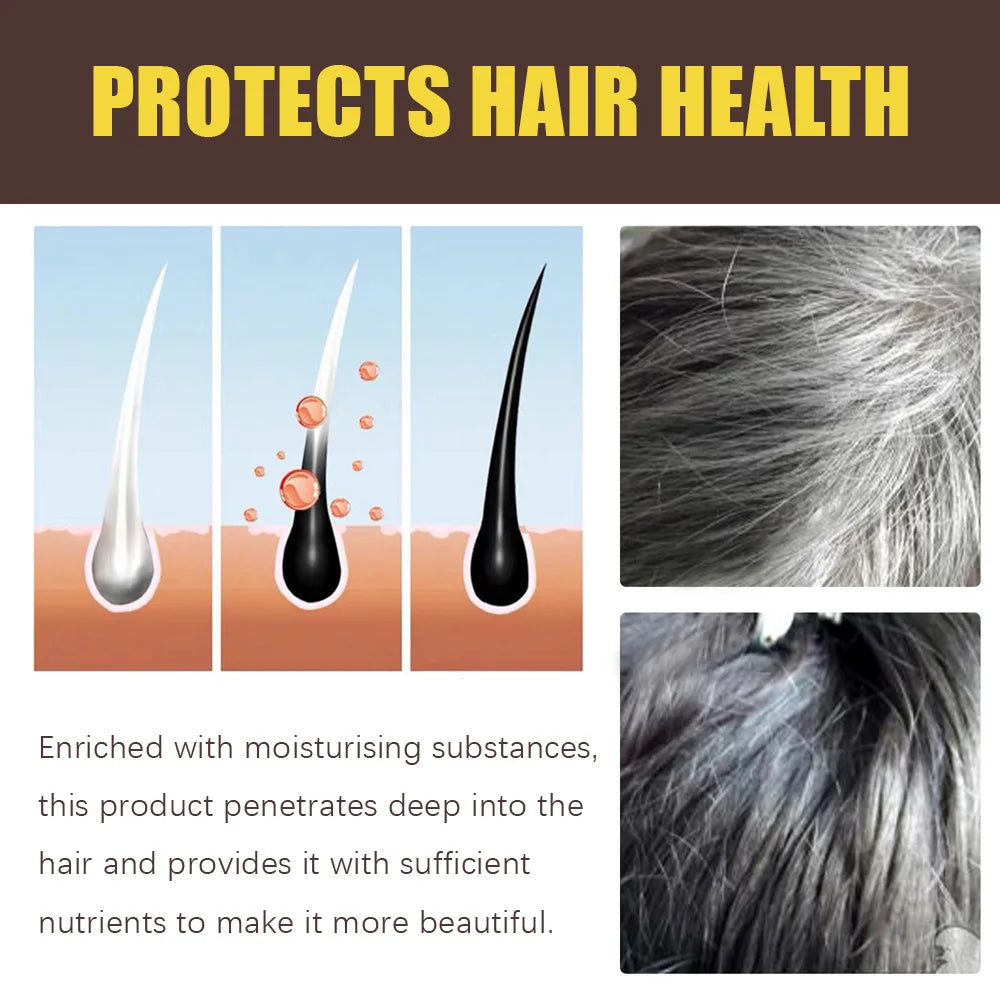 Hair color shampoo instantly from white to brown