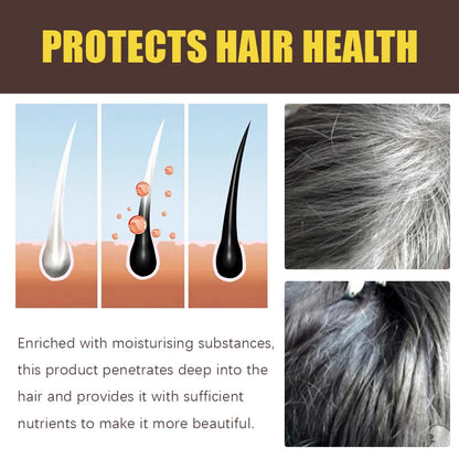 Hair color shampoo instantly from white to brown