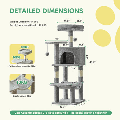 Tall Multi-Cat Climbing Tower for Indoor Cat
