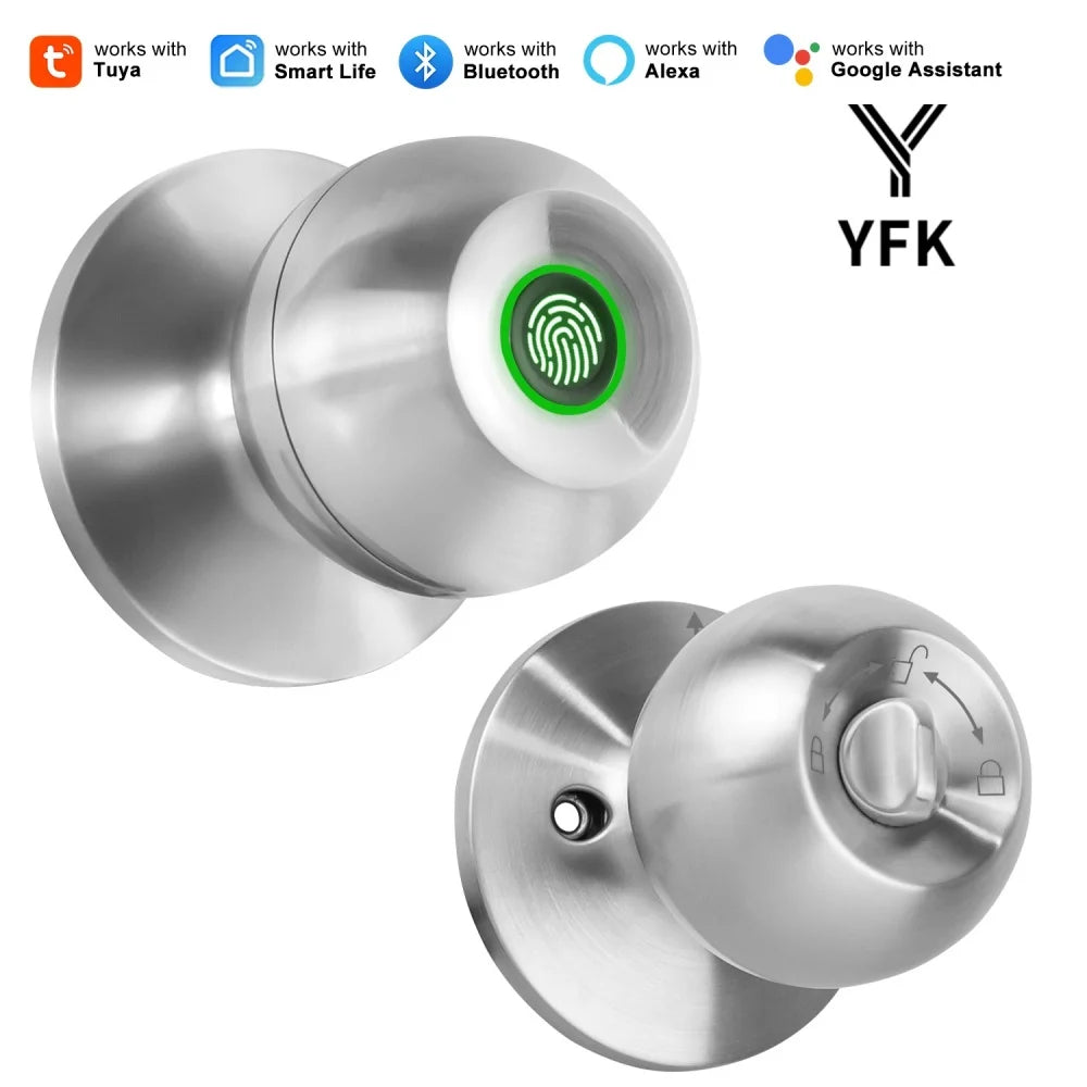 Fingerprint Door Lock Knob, Keyless Entry Bluetooth Electronic