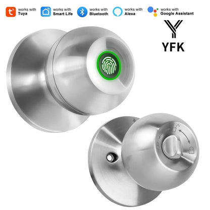 Fingerprint Door Lock Knob, Keyless Entry Bluetooth Electronic
