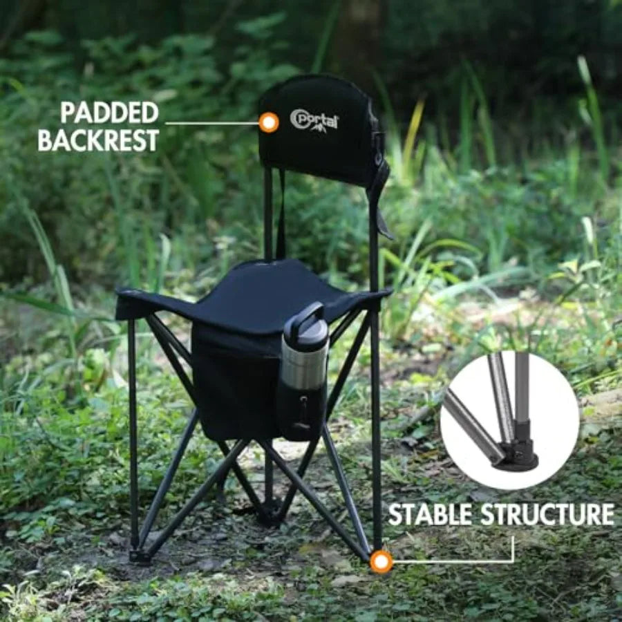 Quick Folding Tripod Stool with Backrest