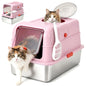 Enclosed Stainless Steel Litter Box With Lid