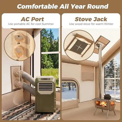 Inflatable Camping Tent With Skylight, Stove Jack