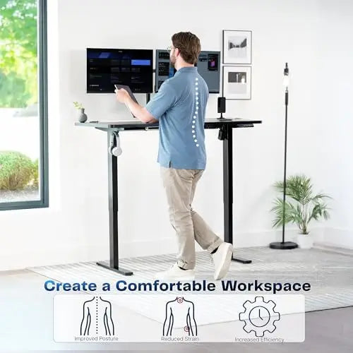 Electric 55 x 28 in Standing Desk, Memory Height Adjustment,