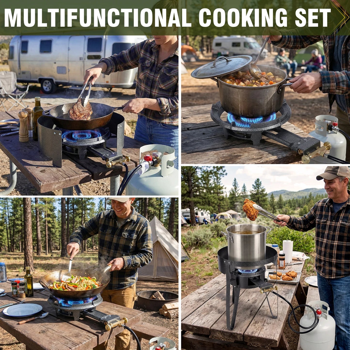 Heavy Duty Cast Iron Outdoor Wok Burner, Portable Gas Cooker