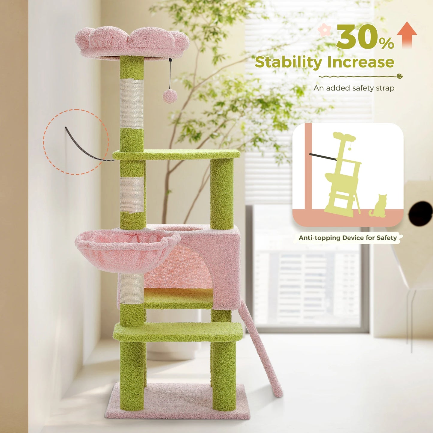 Cat Tree, Cat Tower with Sisal Covered Scratching Posts