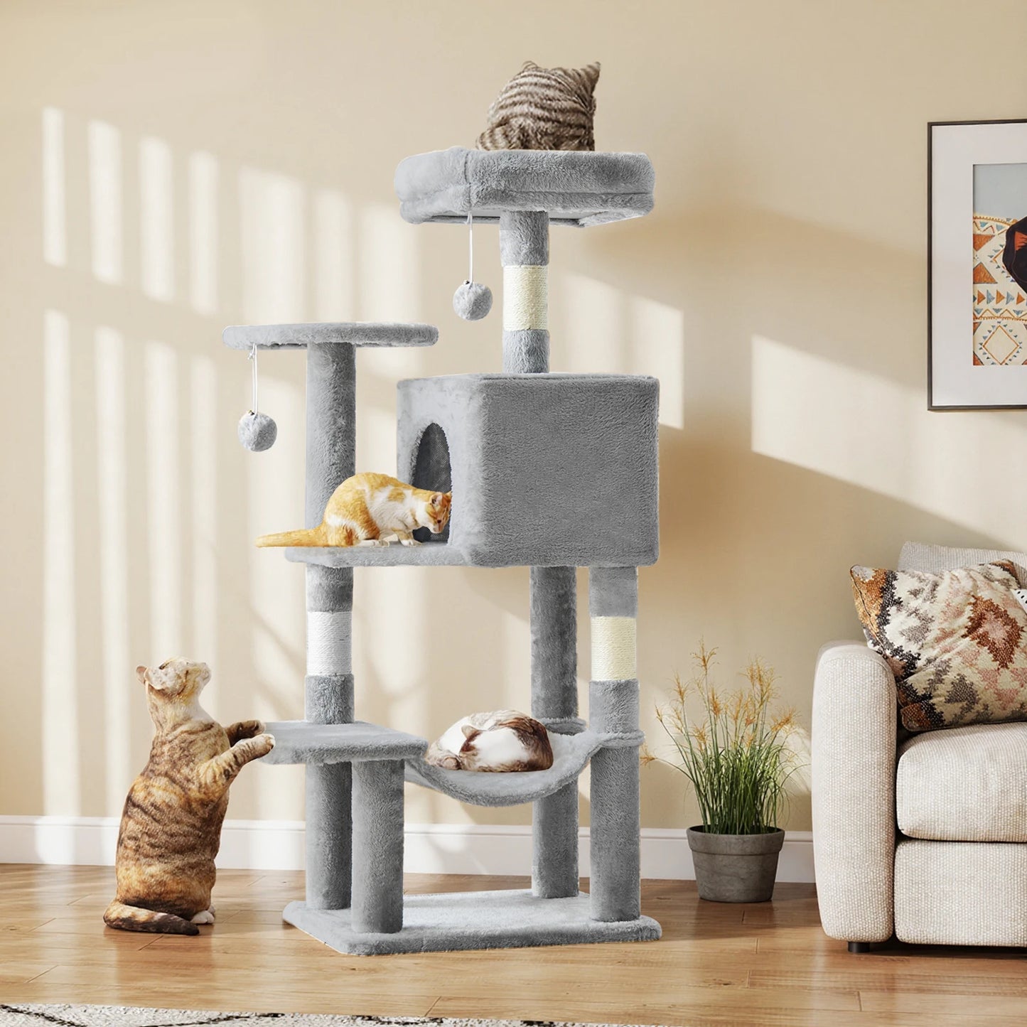 Tall Multi-Cat Climbing Tower for Indoor Cat