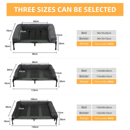 Raised Dog Bed with Cooling Breathable Mat and Soft Plush Mat