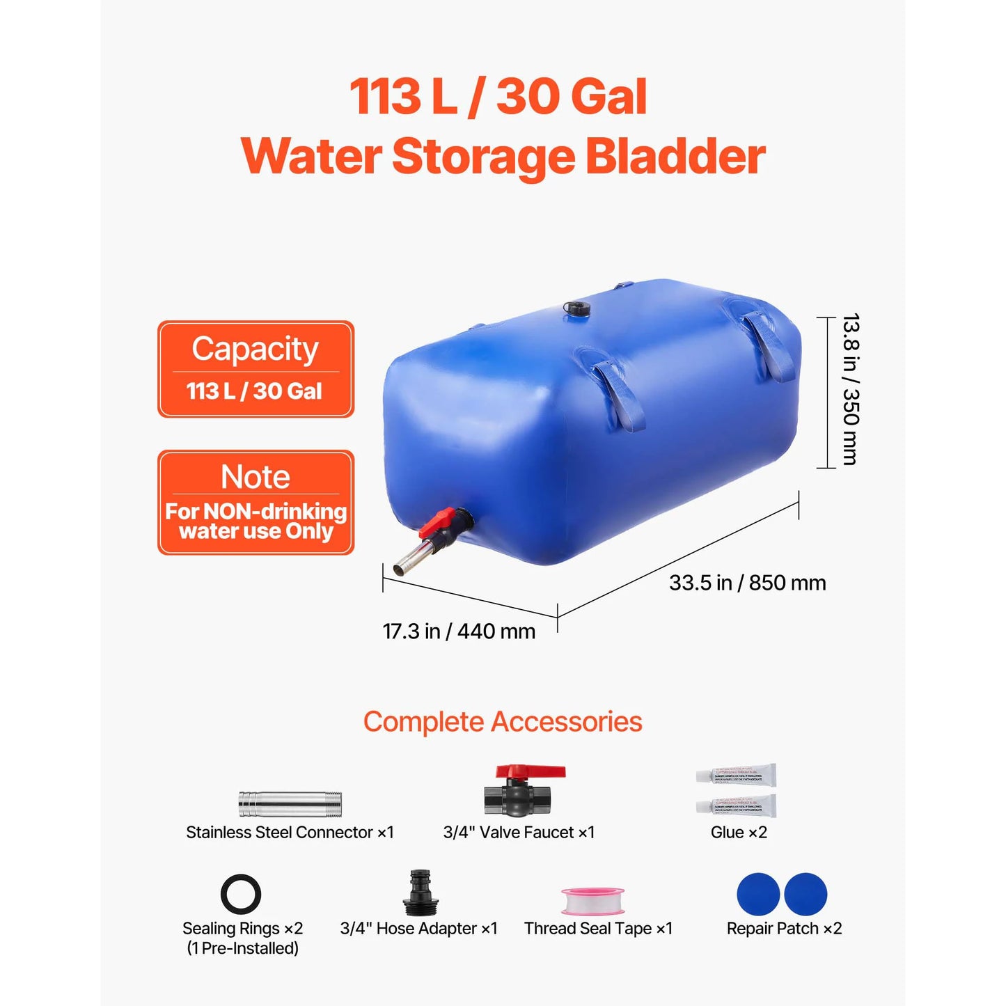 Water Storage Bladder, Portable & Collapsible