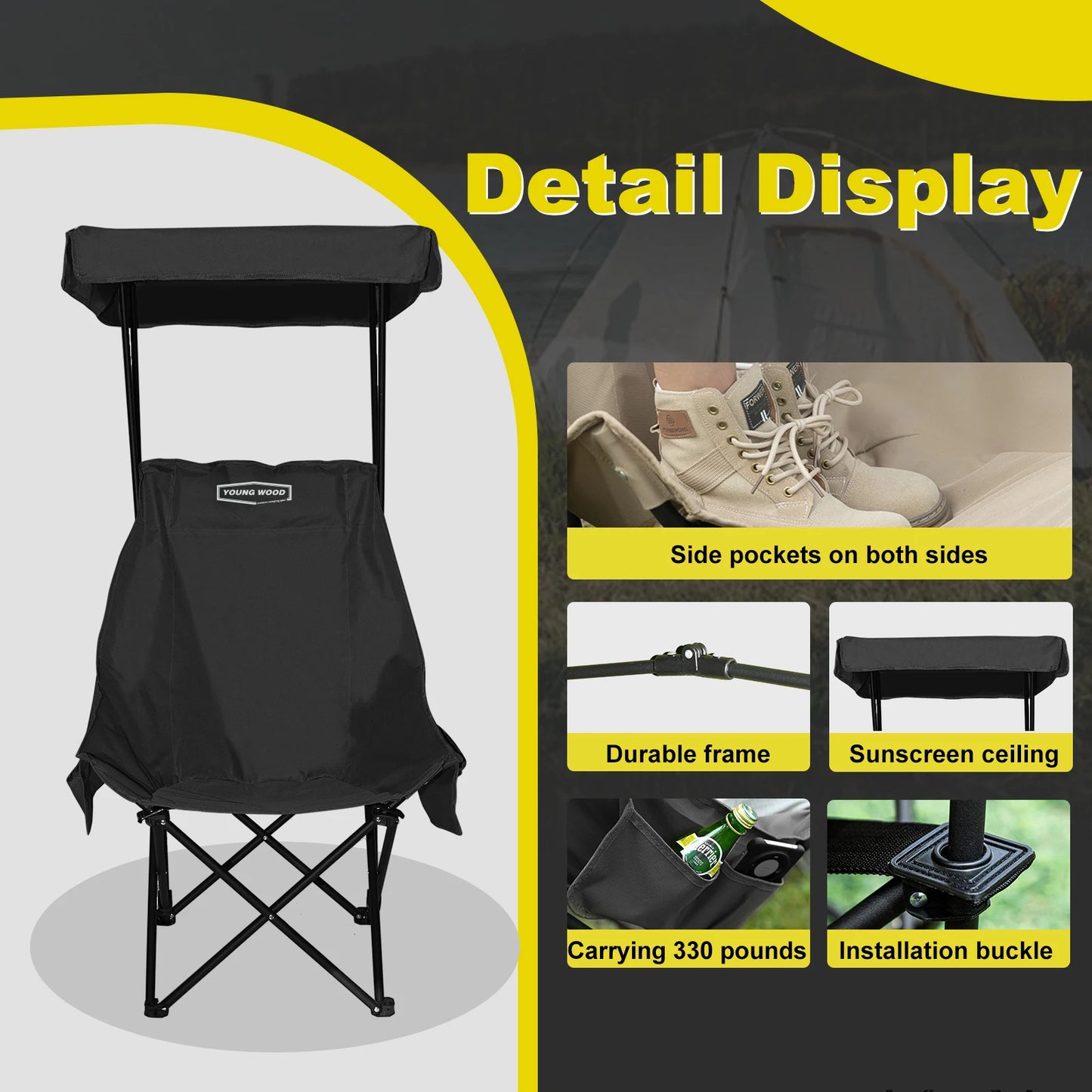 Camping Chair Beach Chair With Shade Canopy