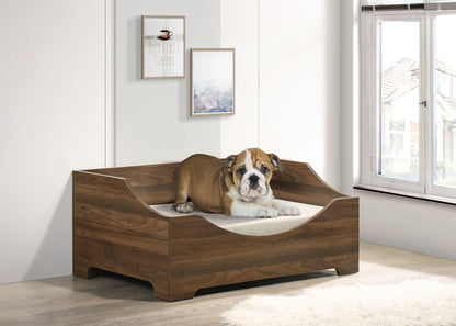 Alder Wood Finish Pet Bed with Cushion - Brown