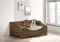 Alder Wood Finish Pet Bed with Cushion - Brown